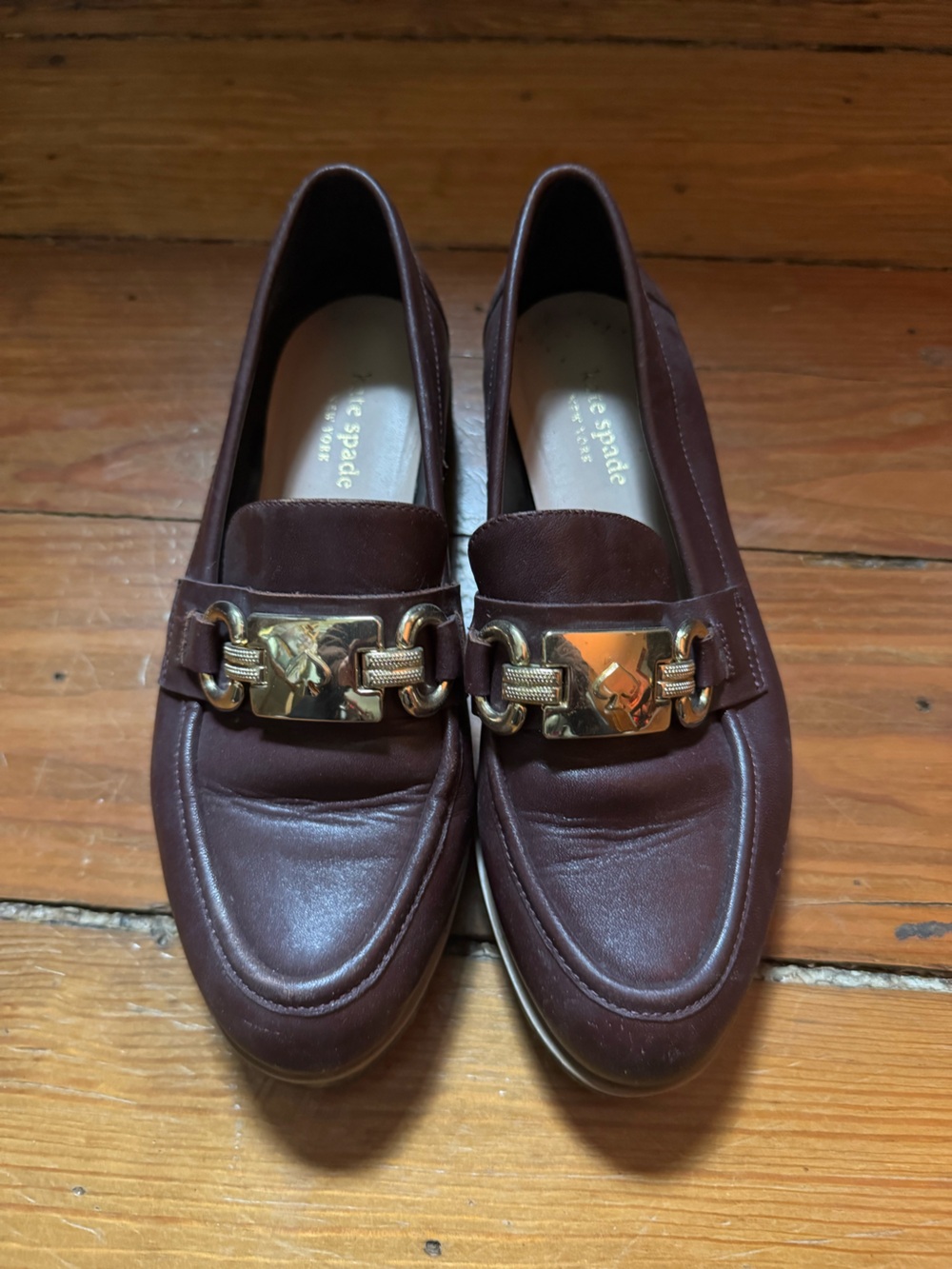kate spade Men’s Brown Leather Loafers with Gold Hardware